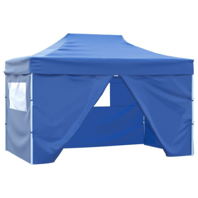 42512  Foldable Tent Pop-Up with 4 Side Walls 3x4,5 m Blue