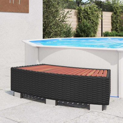 Treaptă pentru spa - negru - 92 x 45 x 25 cm - poliratan