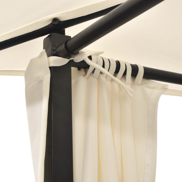 Șezlong Dublu cu Baldachin și Perdele - Negru | Livrare Gratuită