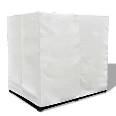 Pat Șezlong Exterior cu Perdele - Negru, Poliratan | Comandă Acum