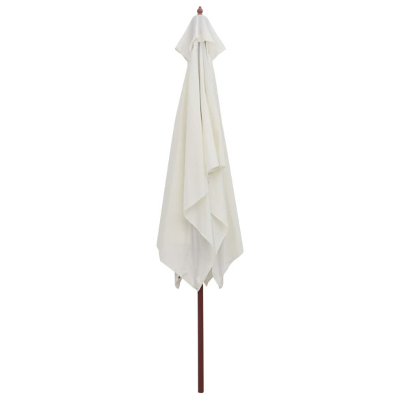 Umbrelă de soare cu stâlp de lemn - 200x300 cm - Alb crem