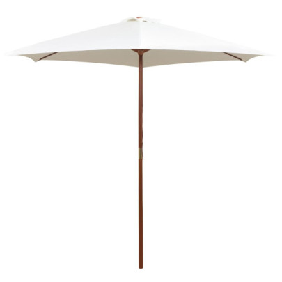 Umbrelă de Soare cu Stâlp din Lemn - Alb Crem - 270x270 cm
