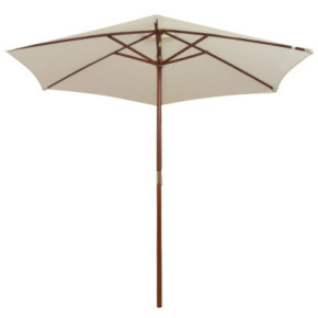 Umbrelă de Soare cu Stâlp din Lemn - Alb Crem - 270x270 cm 2