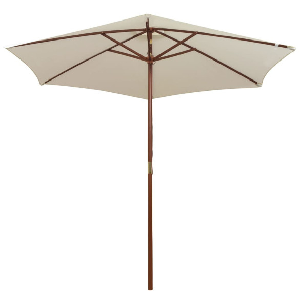 Umbrelă de Soare cu Stâlp din Lemn - Alb Crem - 270x270 cm Umbrelă de Soare cu Stâlp din Lemn - Alb Crem - 270x270 cm