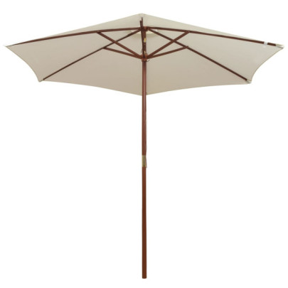 Umbrelă de Soare cu Stâlp din Lemn - Alb Crem - 270x270 cm