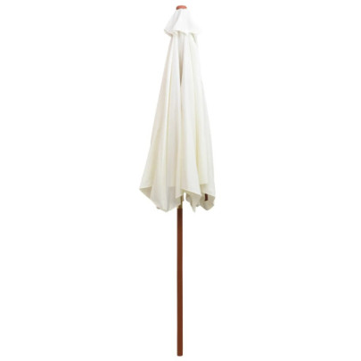 Umbrelă de Soare cu Stâlp din Lemn - Alb Crem - 270x270 cm