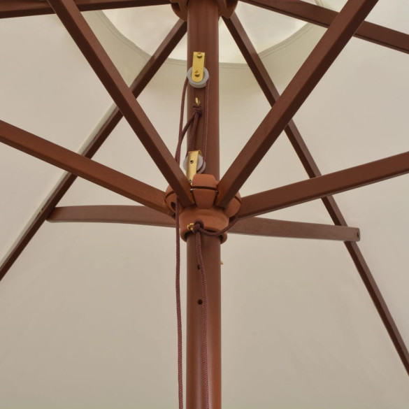 Umbrelă de Soare cu Stâlp din Lemn - Alb Crem - 270x270 cm Umbrelă de Soare cu Stâlp din Lemn - Alb Crem - 270x270 cm