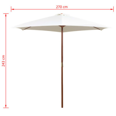 Umbrelă de Soare cu Stâlp din Lemn - Alb Crem - 270x270 cm