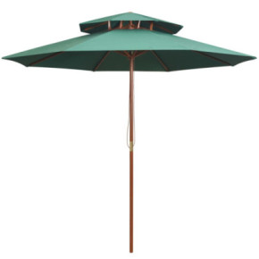 Umbrelă de soare dublă 270x270 cm - lemn - verde | Livrare gratuită