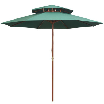 Umbrelă de soare dublă 270x270 cm - lemn - verde | Livrare gratuită