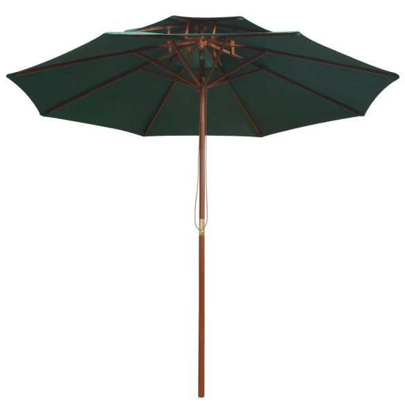 Umbrelă de soare dublă 270x270 cm - lemn - verde | Livrare gratuită