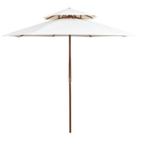 Umbrelă de soare dublă 270x270 cm - Lemn natural - Alb crem