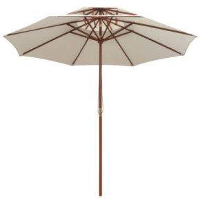 Umbrelă de soare dublă 270x270 cm - Lemn natural - Alb crem 2
