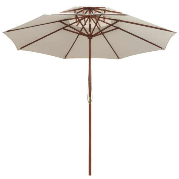 Umbrelă de soare dublă 270x270 cm - Lemn natural - Alb crem