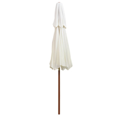 Umbrelă de soare dublă 270x270 cm - Lemn natural - Alb crem