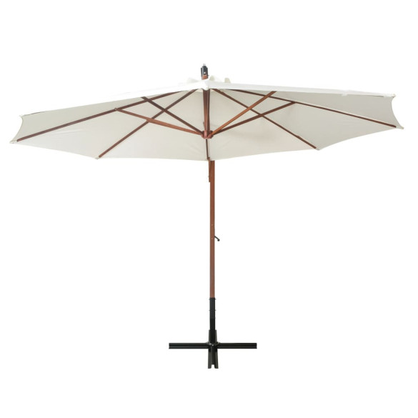 Umbrelă suspendată de lemn 350 cm - alb | Livrare gratuită