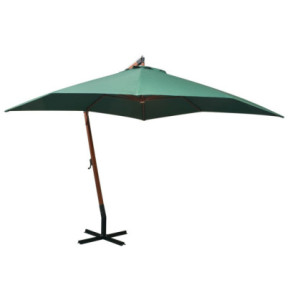 Umbrelă suspendată de lemn 300x300 cm - Verde | Livrare gratuită