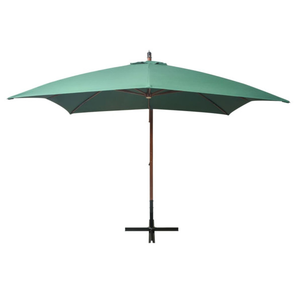 Umbrelă suspendată de lemn 300x300 cm - Verde | Livrare gratuită