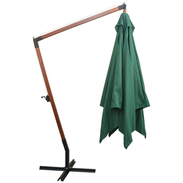Umbrelă suspendată de lemn 300x300 cm - Verde | Livrare gratuită