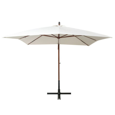 Umbrelă suspendată de lemn 300x300 cm - Alb | Livrare gratuită