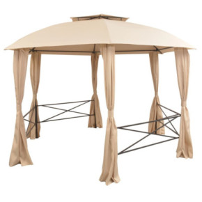 Pavilion Hexagonal cu Perdele - Marchiză Grădină Rezistentă 2