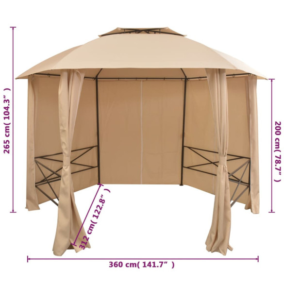 Pavilion Hexagonal cu Perdele - Marchiză Grădină Rezistentă Pavilion Hexagonal cu Perdele - Marchiză Grădină Rezistentă