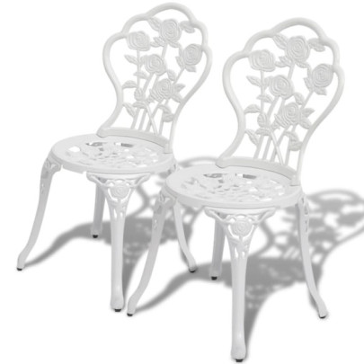 Scaune bistro - 2 buc. - alb - aluminiu turnat