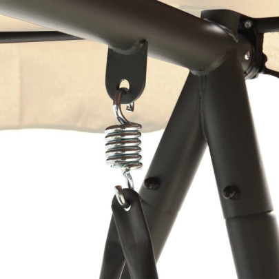 Balansoar Exterior Extensibil cu Copertină - Alb Nisipiu