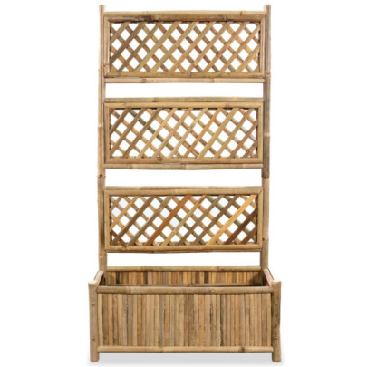 Strat Grădină Înălțat cu Spalier Bambus | Livrare Gratuită