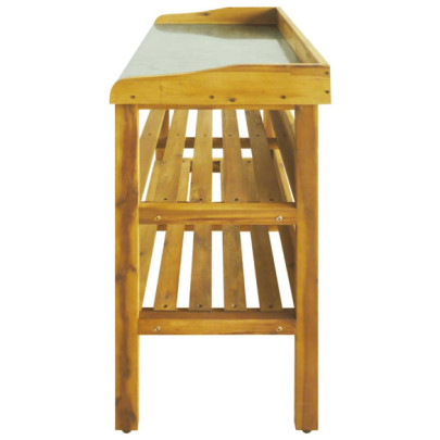 Bancă plantare lemn acacia și zinc - 2 rafturi