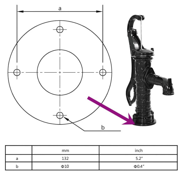 Pompă Apă Manuală Grădină Fontă | Livrare Gratuită