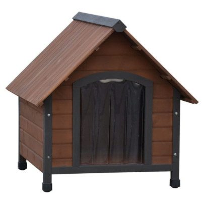 Cușcă de câine cu clapete de plastic Rustique maro 88x78x80 cm