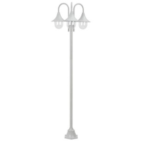 Stâlp Iluminat Grădină 3 Lămpi E27 | 220 cm | Aluminiu | Alb