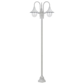 Stâlp Iluminat Grădină 3 Lămpi E27 | 220 cm | Aluminiu | Alb 2