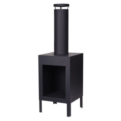 Șemineu cu horn - negru - 100 cm