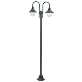 Stâlp Iluminat Grădină 220 cm Aluminiu 2 Lămpi Verde | Comandă