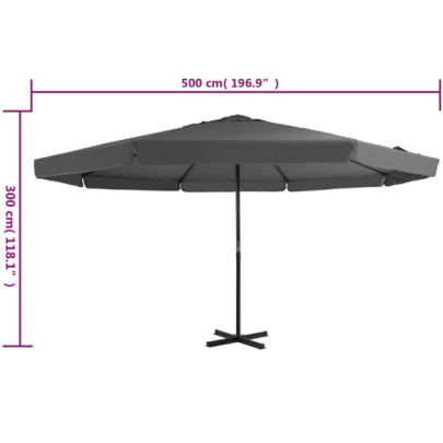 Umbrelă de soare 5m aluminiu - Protecție UV | Livrare gratuită