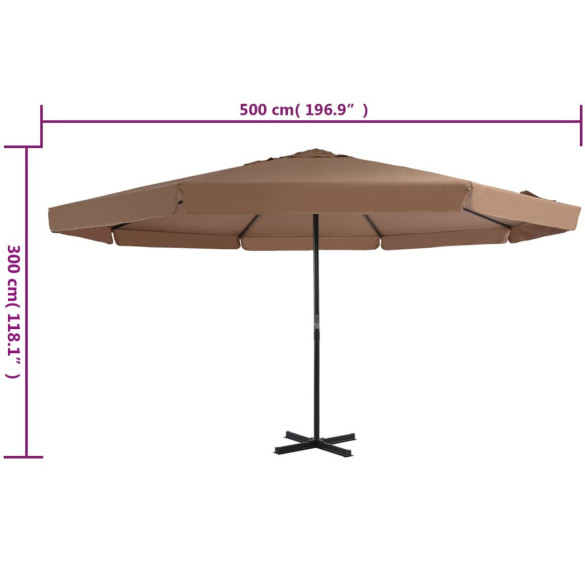Umbrelă Soare Exterior 500 cm Gri Taupe - Livrare Gratuită