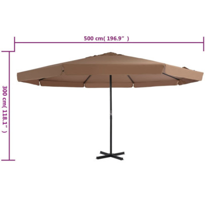 Umbrelă Soare Exterior 500 cm Gri Taupe - Livrare Gratuită