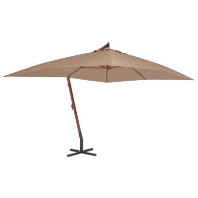 Umbrelă Grădină Lemn Taupe 400x300 cm | Livrare Gratuită