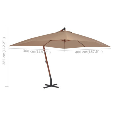 Umbrelă Grădină Lemn Taupe 400x300 cm | Livrare Gratuită
