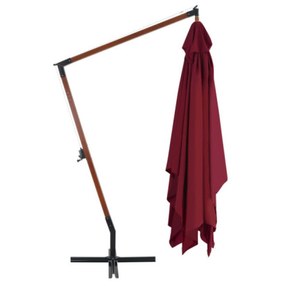Umbrelă Grădină Lemn Bordo 400x300 cm - Livrare Gratuită