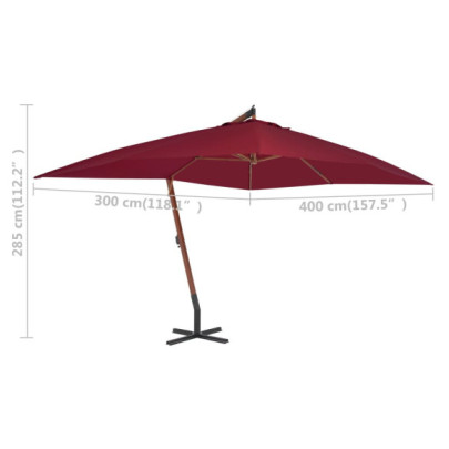 Umbrelă Grădină Lemn Bordo 400x300 cm - Livrare Gratuită