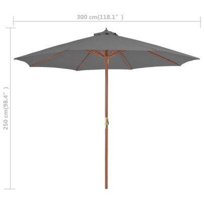 Umbrelă de soare lemn 300cm - Protecție UV | Livrare Gratuită