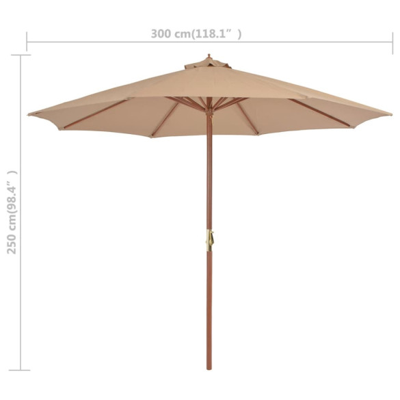 Umbrelă Soare Exterior 300 cm - Gri Taupe | Livrare Gratuită