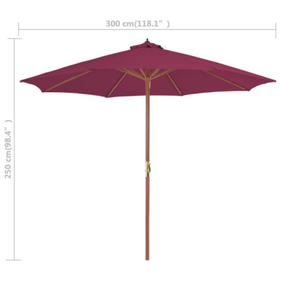Umbrelă de soare exterior lemn 300 cm roșu bordo
