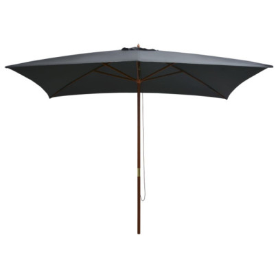 Umbrelă de soare exterior din lemn - 200x300 cm antracit
