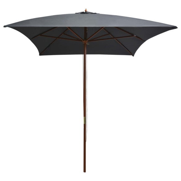 Umbrelă de soare exterior din lemn - 200x300 cm antracit Umbrelă de soare exterior din lemn - 200x300 cm antracit