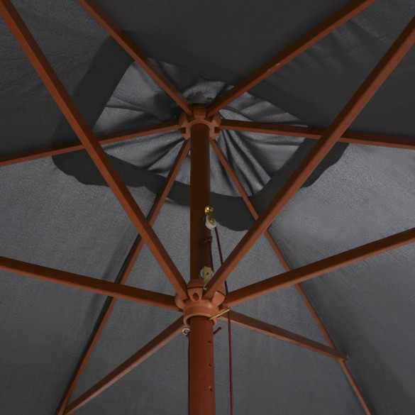 Umbrelă de soare exterior din lemn - 200x300 cm antracit Umbrelă de soare exterior din lemn - 200x300 cm antracit