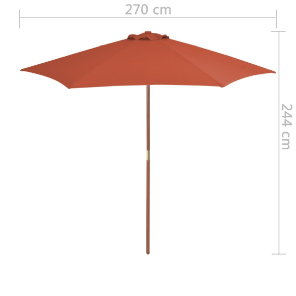 Umbrelă de soare din lemn pentru grădină - 270 cm